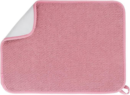 GeeRic Microfiber Dish Drying Mat, Super Absorbent Kitchen Dish Drying Pad for Mother's Day, Reversible Gift Mats for Countertop, 17.8 * 23.6 inch Pink
