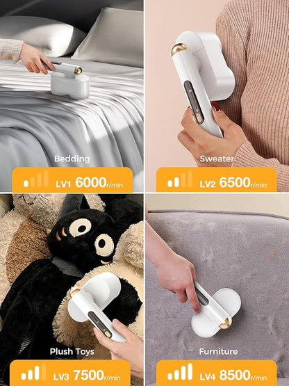 Smiling Shark Fabric Shaver, M-3 Rechargeable Electric Lint Remover 4 Speed Mode 90° Rotatable Grip Portable Cordless Fuzz Remover for Clothes Furniture Sweater Curtain, Fabric-Shaver-Pilling-Removers