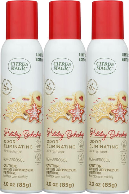 Citrus Magic Holiday Odor Eliminating Air Freshener Spray, Holiday Bakeshop, 3-Ounce, Pack of 3