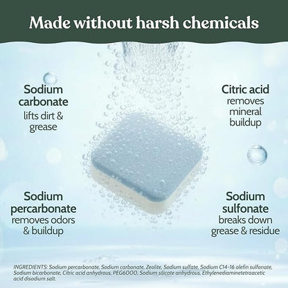 Roobi Washing Machine Cleaner Tablets. Compatible with Maytag and All Washing Machine Brands and Models. Septic Safe Deep Clean Formula. Carbon-Neutral 24-Pack Cleaning Tablets.