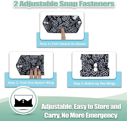 Wegreeco Reusable Menstrual Pads - Soft Cloth Sanitary Pads & Panty Liners - 6 Pack with 1 Cloth Wet Bag (Black, Grey Lace, Medium)