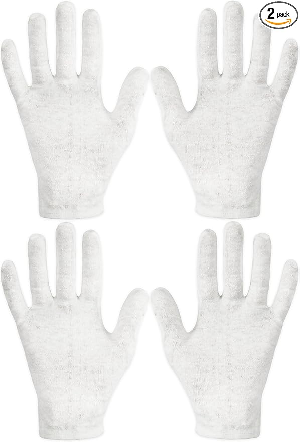 Eurow Moisturizing Gloves for Dry Cracked Hands, Overnight Healing Cotton Gloves Lock in Lotion for Eczema, Psoriasis, Skincare Relief, Reusable Unisex Fit, 2 Pairs, White