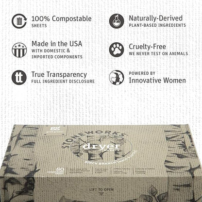 Grab Green Stoneworks Cruelty-Free Dryer Sheets | Softens Fabrics, Freshens Clothing & Reduces Static-Cling and Wrinkles | Plant Based | Birch Branch Scent (160 Sheets)