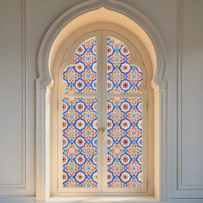 Frosted Glass Window Film, Heat Insulation, UV Block, Anti-Glare, One Way Privacy Tint, Static Cling for Home Bathroom Door, Renter Friendly, Day & Night Privacy