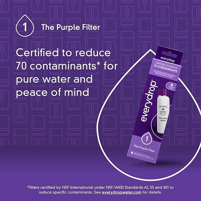 everydrop by Whirlpool Ice and Water Refrigerator Filter 1, EDR1RXD1, Single-Pack , Purple
