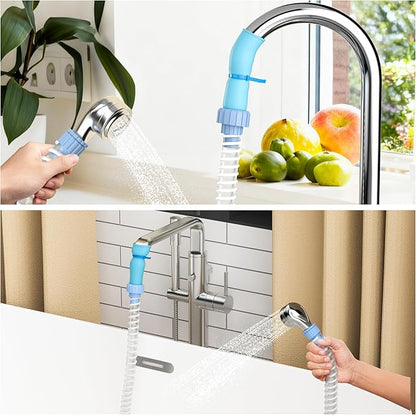 Slip-On Tub Hose 5FT - Flexible Bathtub Faucet Sprayer Attachment for Cleaning & Pet Care -Dog Shower Hose- No Installation - Fits Faucets Up to 3" Wide - Portable