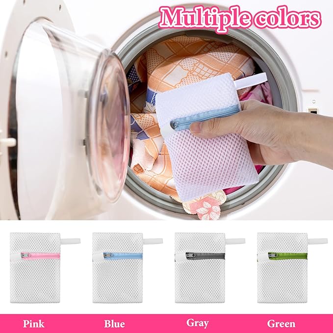 4 Pcs Small Mesh Laundry Bags - Laundry Pod Anti-Sticking Bag - Durable Zippered Small Mesh Bag for Pods And Scent Beads Rectangle