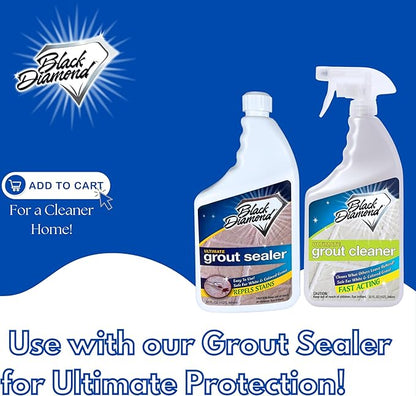 Black Diamond Stoneworks Ultimate Grout Cleaner for Tile Floors — Acid-Free Deep Cleaner Removes Grease, Dirt & Soap Scum Without Damaging Grout — Safe for Marble and All Natural Stone (1-Quart)