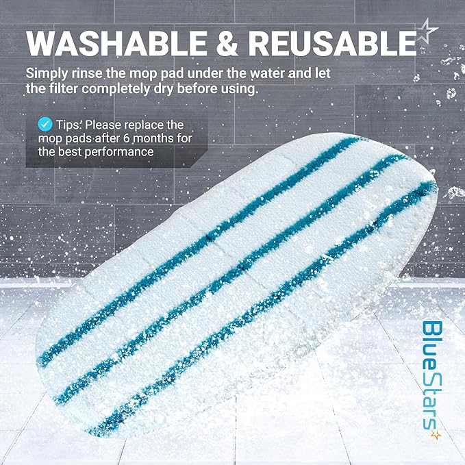 BlueStars 10-Pack Replacement Microfiber Steam Mop Pads Compatible with PurSteam ThermaPro 10-in-1 and ThermaPro 211 Steam Mop Cleaners – Washable and Reusable Mop Pads for Steamer Floor Cleaning