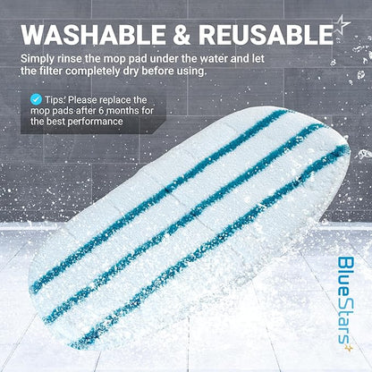 BlueStars 10-Pack Replacement Microfiber Steam Mop Pads Compatible with PurSteam ThermaPro 10-in-1 and ThermaPro 211 Steam Mop Cleaners – Washable and Reusable Mop Pads for Steamer Floor Cleaning