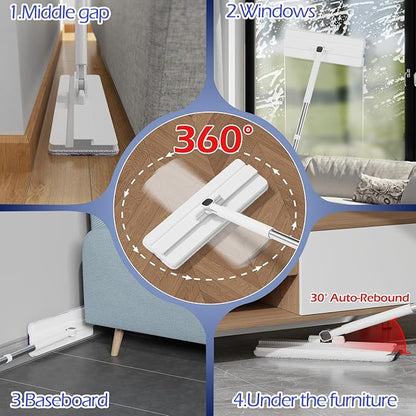 2026 Upgraded Mop and Bucket Set,Midyb Microfiber Mops and Bucket System with 2 Pads,Mop and Bucket with Wringer Set,Automatic Separates Dirty and Clean Water,Wet and Dry Use Mops for Floor Cleaning