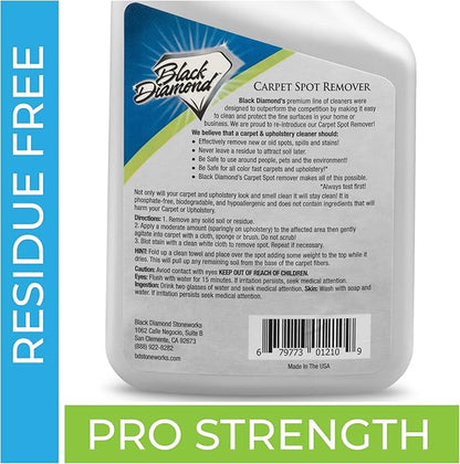 Black Diamond Stoneworks carpet and upholstery cleaner: this fast acting deep cleaning spot and stain remover spray also works great on rugs, couches, and car seats.(1-Quart)