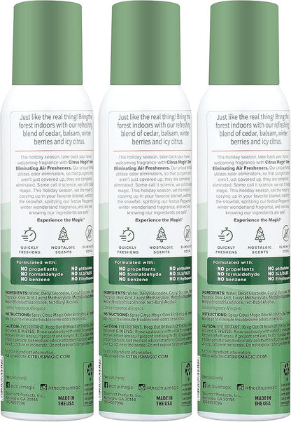 Citrus Magic Holiday Odor Eliminating Air Freshener Spray, Winter Wonder Green, 3-Ounce, Pack of 3
