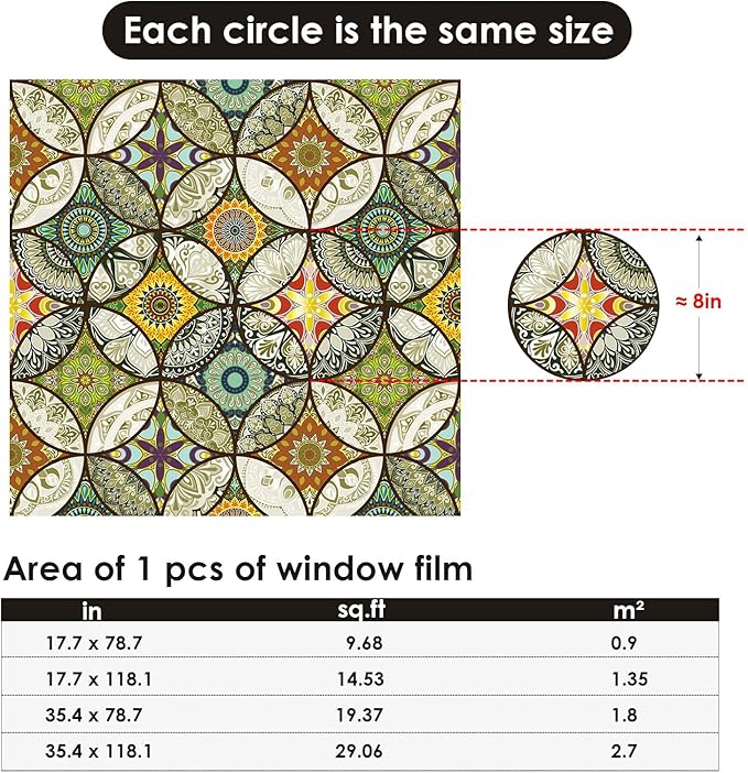 DKTIE Static Cling Decorative Window Film with Installation Tools Non Adhesive Privacy Film Stained Glass Window Film for Bathroom Shower Door Heat Cotrol Anti UV 35.4 x 78.7 Inch