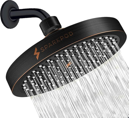 SparkPod Shower Head - High Pressure Rain - Premium Quality Luxury Design - Easy Clean Adjustable Replacement for Your Bathroom Shower Heads (Vintage Oil Rubbed Bronze, 6 Inch Round)