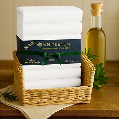 Flour Sack Tea Towel for Crafts | Kitchen Dish Cotton Blank Towel for Embroidery | Baking Bread Proofing Linen Cover | Thick Absorbent Quick Dry | 3 Pack 28"x28" White