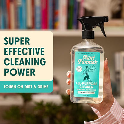 Aunt Fannie's All Purpose Household Cleaner, Multi-Surface Spray Cleaner, Powered by Vinegar for Kitchen, Bath, Windows and Countertops, Fragrance Free, Pack of 6
