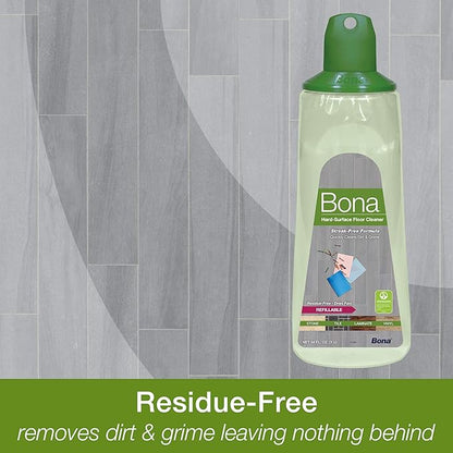 Bona Multi-Surface Floor Cleaner Refillable Spray Mop Cartridge, for Stone Tile Laminate and Vinyl LVT/LVP, 34 Fl Oz (Pack of 2)