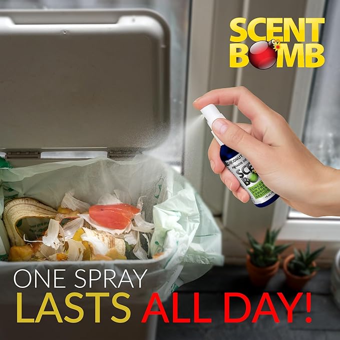 Scent Bomb Air Freshener Spray, Long-Lasting Odor Eliminator - Effective Deodorizer for Home & Car, Fresh Room Spray for Kitchen, Bathroom & Smell Neutralizer - 1 oz Pack of 4, Coconut Paradise