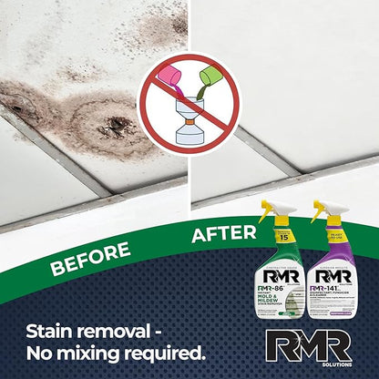 RMR Brands DIY Mold & Stain Remover Bundle, Complete Mold Killer & Mildew Prevention Kit, Disinfectant Spray, Includes 2-32 fluid ounce Bottles