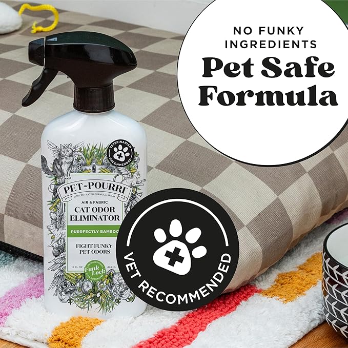 Pet-Pourri Smell Ya Litter Cat Litter Deodorizer Spray, Purrfectly Bamboo 3.4 Fl Oz, Up to 170 Uses, Pet Odor Remover with Essential Oils for Air, Carpet, Urine, Vet Recommended, Bergamot Bamboo Scent