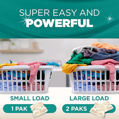 ARM & HAMMER Deep Clean Free & Clear Power Paks Concentrated Laundry Detergent, Free of Dyes, Perfumes and Phosphates, Dermatologist Tested, 44 Count