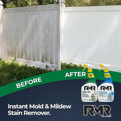 RMR Surface Renewal System – Instant Stain Remover + Glass & Surface Cleaner/Protectant, Indoor/Outdoor Cleaning Kit for Mirror, Screen, Furniture, Siding, & Deck, 2–32 Oz Bottles
