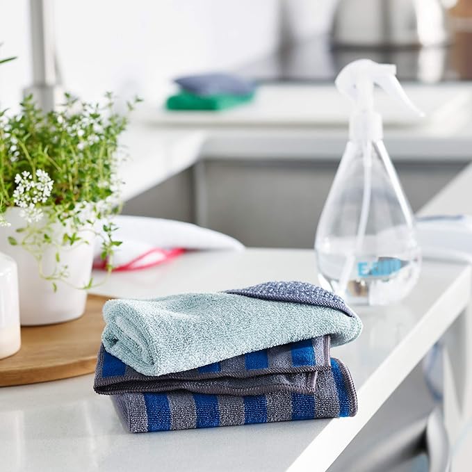 E-Cloth Range & Stovetop Cleaning Cloth, Reusable Premium Microfiber Cleaning Cloth, Ideal Oven & Glass Stove Top Cleaner, 100 Wash Guarantee, Blue & Gray, 1 Pack