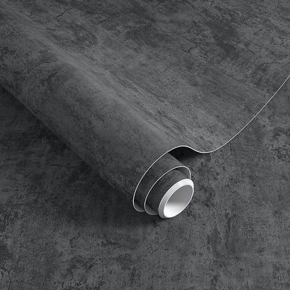 Grey Black Concrete Wallpaper Peel and Stick 12"x79" Industra Style Gray Cement Textured Contact Paper Self Adhesive Waterproof Removable Vinyl Film Stickers for Bathroom Kitchen Cabinet Decor