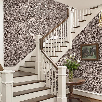 Ismoon 17.5''x236'' Leopard Wallpaper Cheetah Print Peel and Stick Wallpaper y2k Room Decor Funky Contact Paper Bathroom Waterproof Bedroom Brown Yellow Self Adhesive Vintage Texture Vinyl Roll