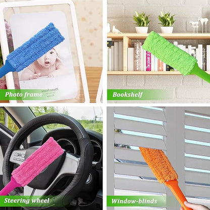 4 Pack 16-Inch Length Microfiber Dusters, Reusable and Washable, Soft Fibers with Strong Dust Adsorption Ability,Very Suitable for Home Cleaning, Office Cleaning, and car Cleaning