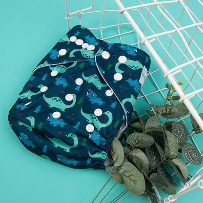 babygoal Reusable Cloth Diapers 6 Pack+10pcs Inserts, One Size Adjustable Washable Pocket Nappy Covers for Baby Boys and Girls