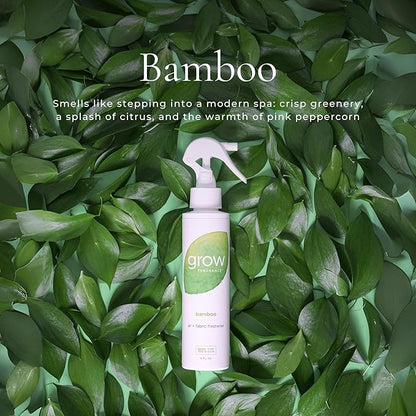 Grow Fragrance Scented Fabric and Room Air Freshener Spray - Certified Non-Toxic, 100% Plant-Based Essential Oils - 5 oz (Bamboo 2-Pack)