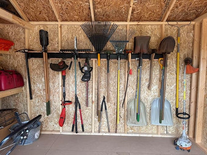 Aking Ace Garage Tool Organizer Wall Mount - Garden Tool Organizer Heavy Duty 48" Storage Rack with 6 Adjustable Hooks, Holds 350lbs, Yard Tool Hanger for Shed Organization