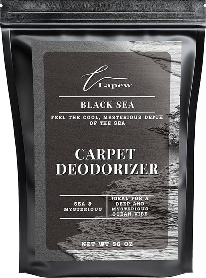 Lapew Black Sea Carpet Deodorizer Powder - Pet Safe Freshener for Vacuuming | Scented Odor Eliminator for Home | 36 oz