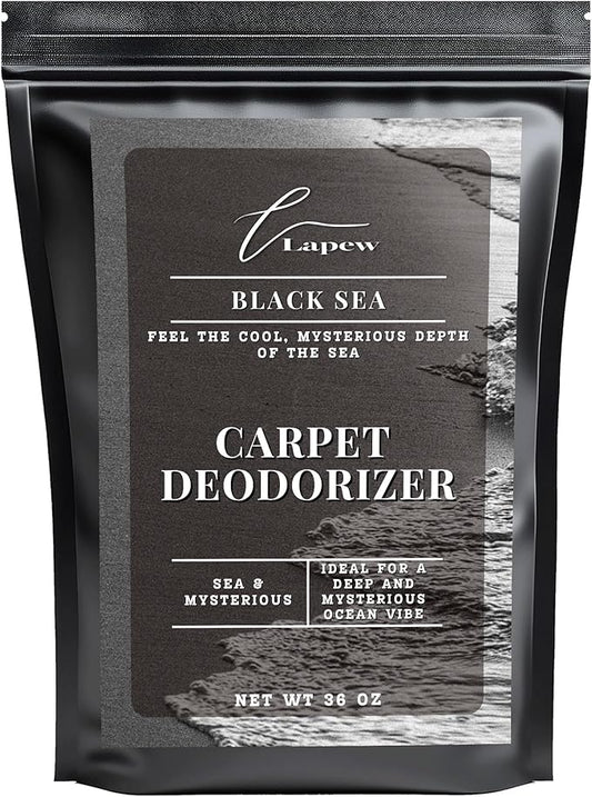 Lapew Black Sea Carpet Deodorizer Powder - Pet Safe Freshener for Vacuuming | Scented Odor Eliminator for Home | 36 oz