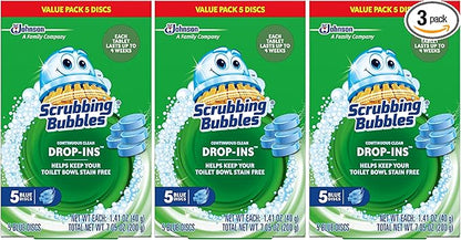 Scrubbing Bubbles Toilet Bowl Tablets, Continuous Clean Toilet Drop In Discs, Each Tablet Provides 4 Weeks of Protection Against Stains and Build Up, 5 Count (Pack of 3)