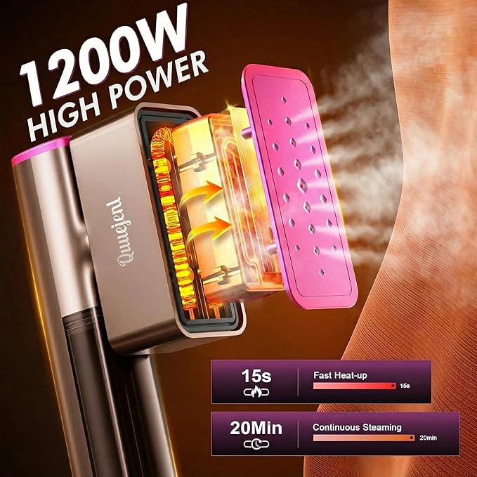 Travel Steamer for Clothes, 100V-240V Portable Iron, 15s Fast Heat Up, 2 in 1 Handheld Steamer & Iron, LED Display, 150ml Large Water Tank, Compact Travel Size Ideal for Worldwide & European Use