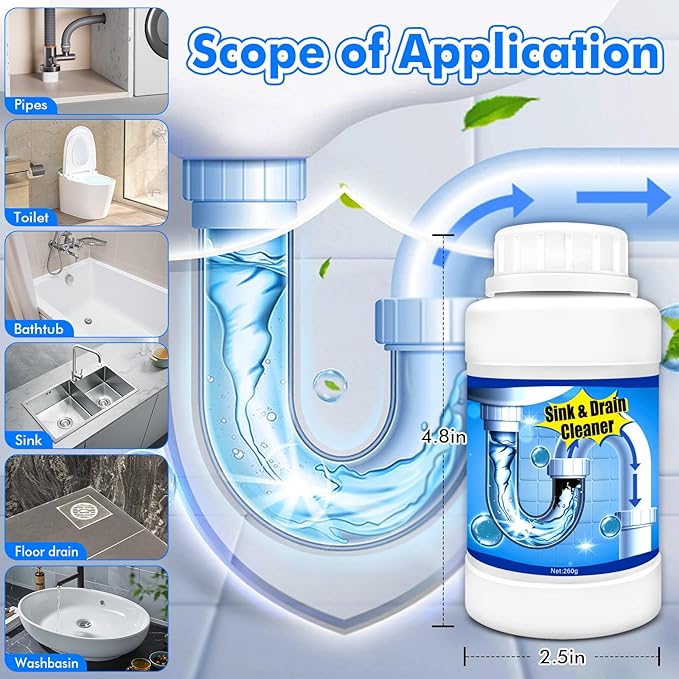 Drain Clog Remover,Powerful Pipe Dredging Agent,Kitchen Drain Cleaner for Unclogs Bathroom and Kitchen Sinks,Drains,Shower Pipes
