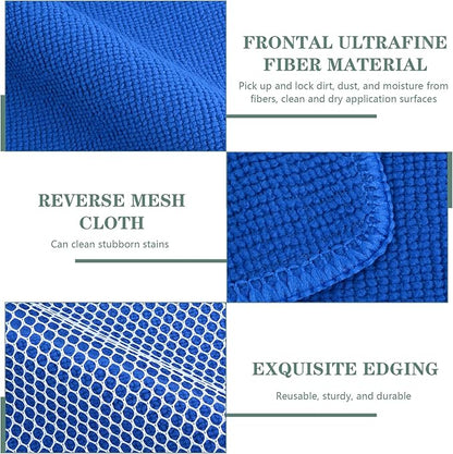 SINLAND Absorbent Microfiber Dish Cloths for Washing Dishes Best Kitchen Cloths Cleaning Cloths with Poly Scour Side 7.87Inchx7.87Inch 10 Pack Dark Blue