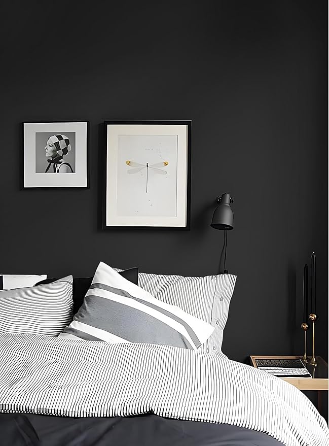 HeloHo Solid Black Wallpaper Matte Textured Peel and Stick Wall Paper Modern Self Adhesive Removable Waterproof Contact Paper for Living Room Bedroom Decor 78.7"X17.3"