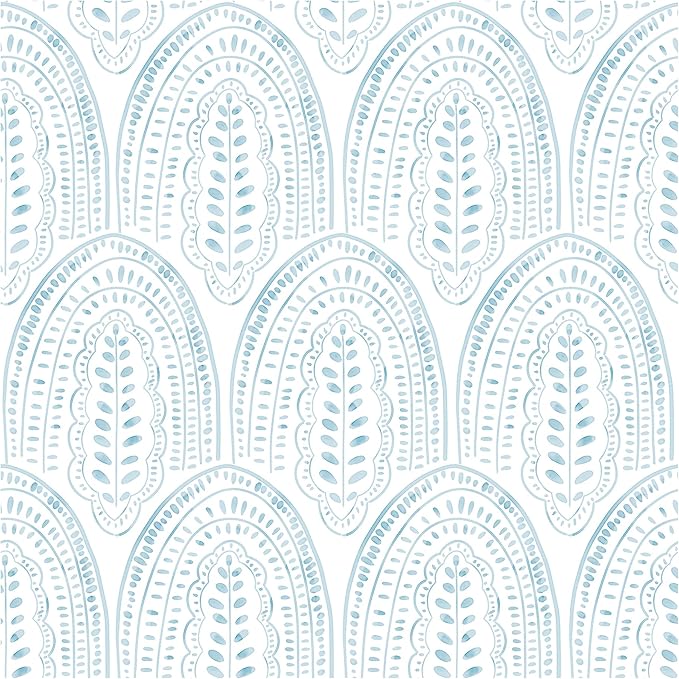 Modern Peel and Stick Wallpaper Boho Contact Paper 17.3''×78.8'' Self Adhesive Removable Wallpaper Peel and Stick Wall Paper Blue and White Wallpapers for Bedroom Bathroom Cabinets Decor Vinyl