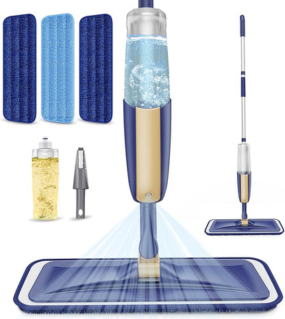 Spray Mops for Hardwood Floor Cleaning: MEXERRIS Wet Mops Dry Dust Mop with 3 Washable Pads for Swiffer Powermop - Flat Mop Home Commercial Mops for Wood Laminate Tile Vinyl Cement Concrete