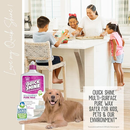 Quick Shine Pure Floor Wax 27oz | A Buffable, Waterproof Finish for Regular and Hardwood Floors | Restore Protect Refresh (Pack of 6)