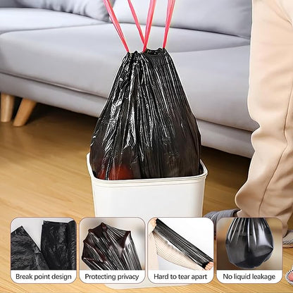8 Gallon Trash Bags 120 Count Black Drawstring Garbage Bags - Thick Plastic, 22.06'' x 25.61'' (Black, 8) - Suitable for Office, Kitchen, Home