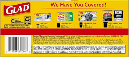 Glad Tall Kitchen Trash Bags 13 Gallon, Unscented Garbage Bags, Handle-Tie, 50 Count
