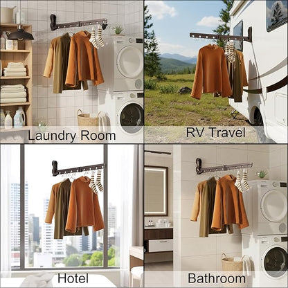Clothes Drying Rack with Suction Cup, Can Hang 8 Clothes & 6 Socks, Portable Drying Rack, Laundry Clothes Hanger, Collapsible Clothing Racks for RV, Dorm, Travel, Laundry Room, Hotel
