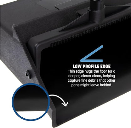 Carlisle FoodService Products Duo-Pan Upright Dust Pan with Serrated Yoke for Home, Restaurants, Kitchen, Lobby, And Office, Plastic, 30 Inches, Black