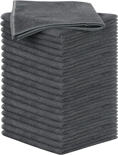 SINLAND Microfiber Rag Absorbent Cleaning Cloth Kitchen Dish Cloth Quick Dry Streak Free Dish Rags Glass Cloths 12inchx12inch 20 Pack Grey