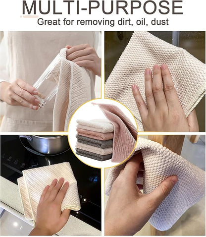 K&janet6am Dish Cloths for Washing Dishes, 6 Pack Kitchen Dish Towels, Super Absorbent Microfiber Cleaning Cloth, Barista Micofiber Cloths for Espresso Machine,12x12 Inches